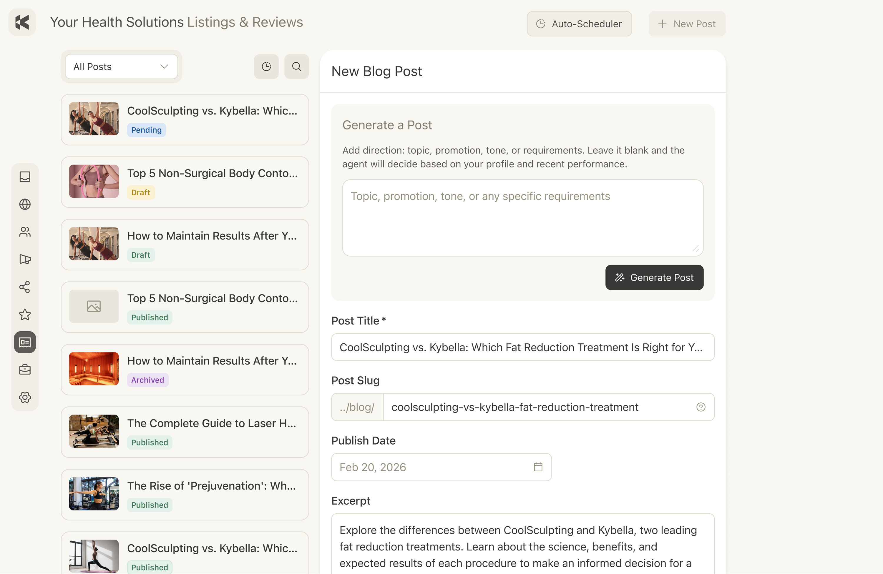 Keystone blog post generator and content scheduler